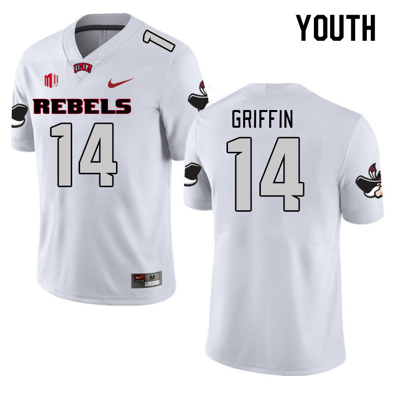 Youth #14 Zyell Griffin UNLV Rebels 2023 College Football Jerseys Stitched-White - Click Image to Close